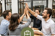 Collega's geven elkaar een high five
